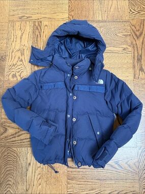The North Face Dark Blue Hooded Puffer Jacket